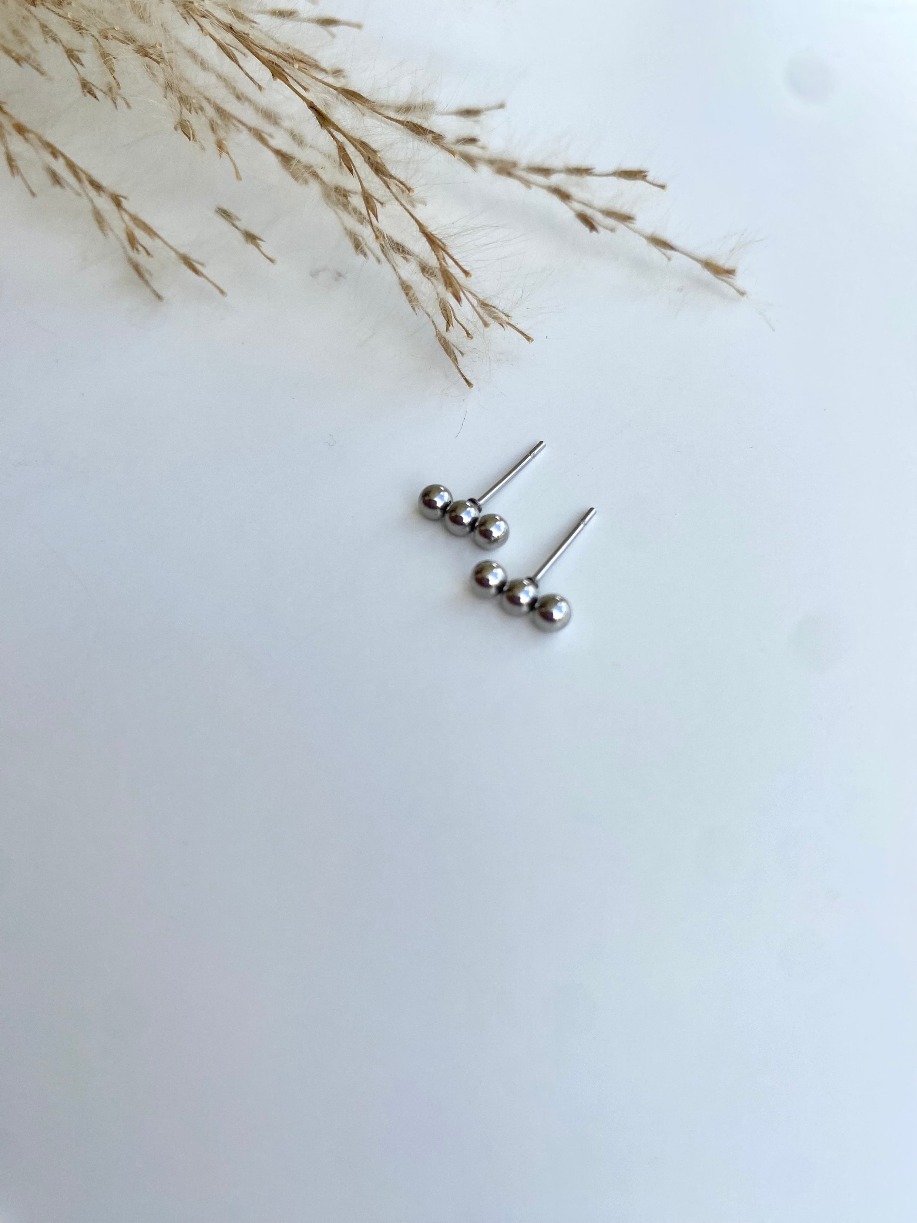 Silver Bar Stud Earrings