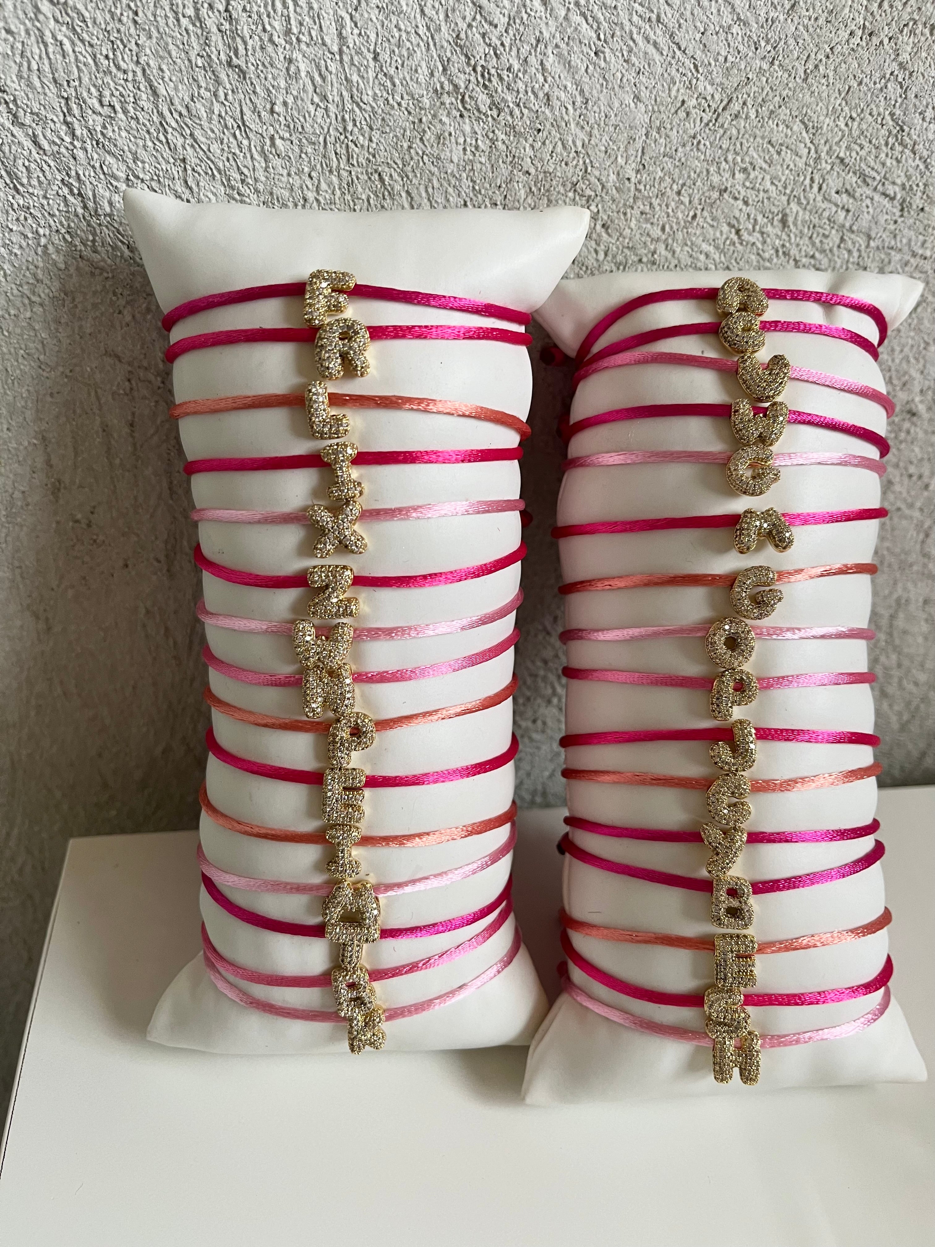 Bubble Letter Pink Bracelet
